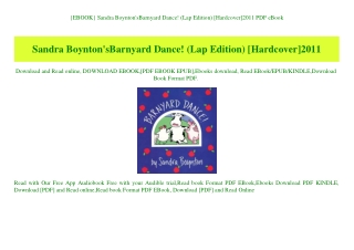 {EBOOK} Sandra Boynton'sBarnyard Dance! (Lap Edition) [Hardcover]2011 PDF eBook