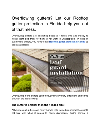 Overflowing gutters?