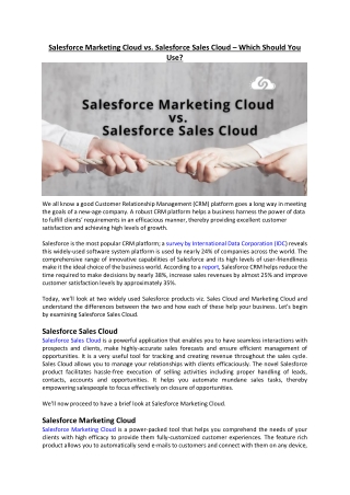 Salesforce Marketing Cloud vs. Salesforce Sales Cloud