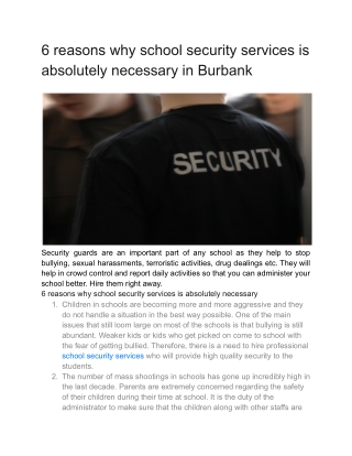 6 reasons why school security services is absolutely necessary in Burbank