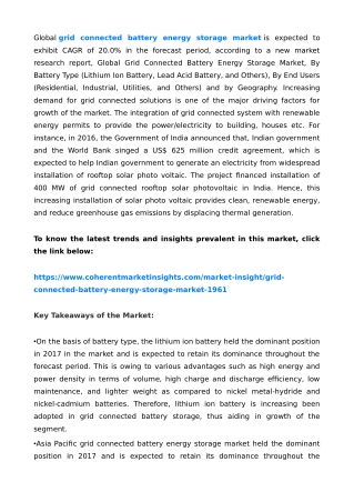 Global Grid Connected Battery Energy Storage Market