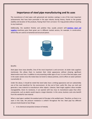 Importance of steel pipe manufacturing and its