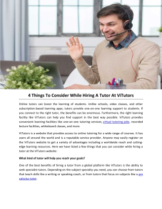 4 Things To Consider While Hiring A Tutor At ViTutors