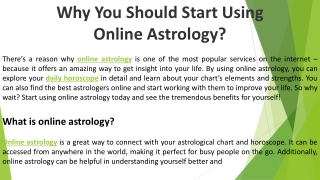 Why You Should Start Using Online Astrology