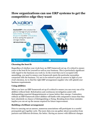 How organizations can use ERP systems to get the competitive edge they want