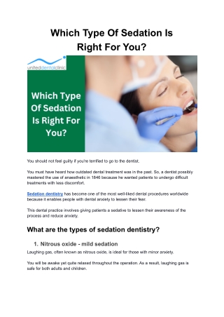 Which Type Of Sedation Is Right For You?