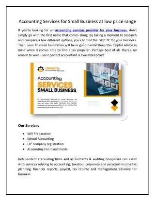 Accounting Services for Small Business at low price range