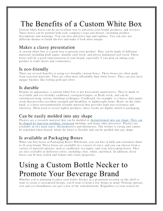 The Benefits of a Custom White Box