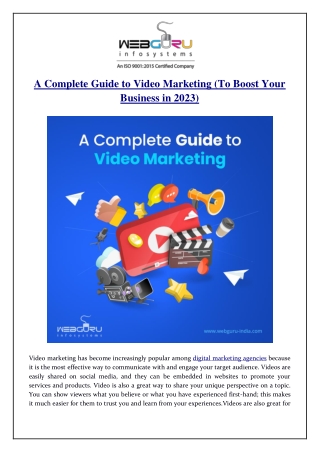 A Complete Guide to Video Marketing (To Boost Your Business in 2023)