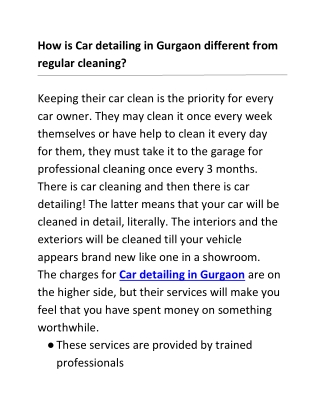How is Car detailing in Gurgaon different from regular cleaning