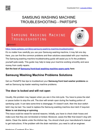 samsung washing machine troubleshooting- partsIPS