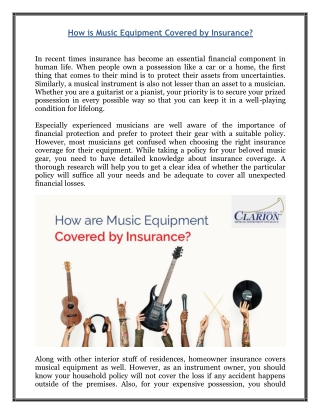 How is Music Equipment Covered by Insurance?