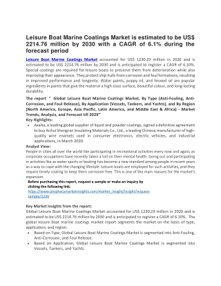 Leisure Boat Marine Coatings Market