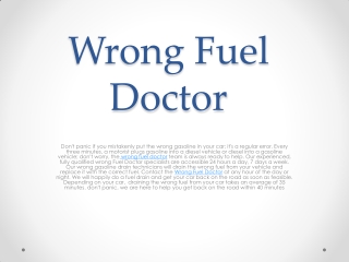 Wrong Fuel Doctor