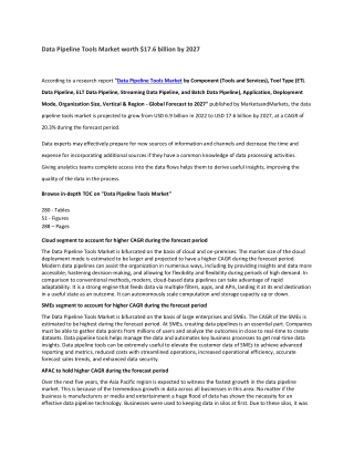 Data Pipeline Tools Market worth $17.6 billion by 2027