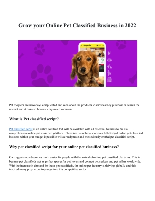 Pet Classified Script - Appkodes