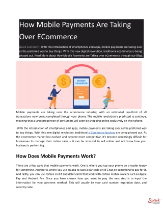 How Mobile Payments Are Taking Over ECommerce