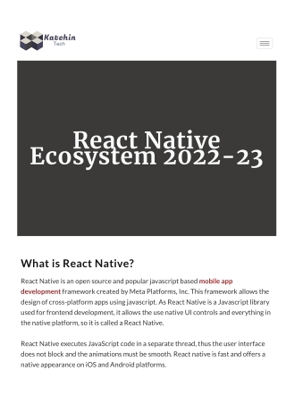React Native Ecosystem 2023 | Software Product Engineering Services