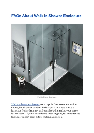 FAQs About Walk-in Shower Enclosure