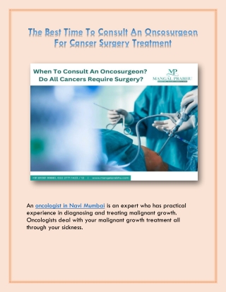 The Best Oncologist Consultant In Navi Mumbai