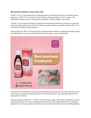 Best psoriasis treatment