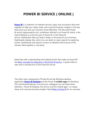 POWER BI SERVICE