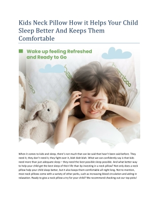 Kids Neck Pillow How it Helps Your Child Sleep Better And Keeps Them Comfortable( 11-11-2022)
