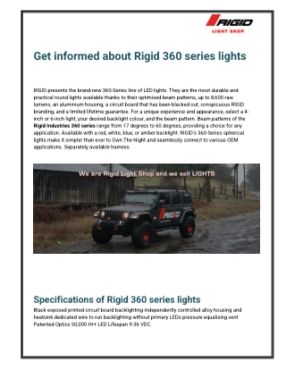 Get informed about Rigid 360 series lights