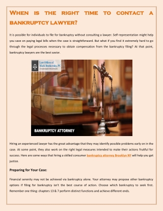 When is The Right Time to Contact a Bankruptcy Lawyer