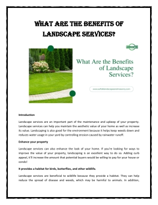 What Are the Benefits of Landscape Services