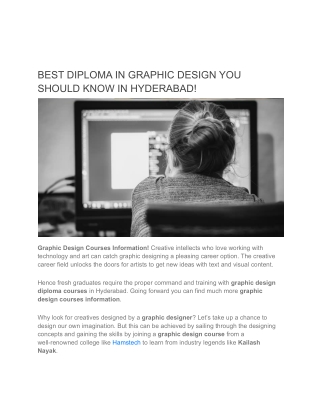 The Best Graphic Design Diploma Courses in Hyderabad!