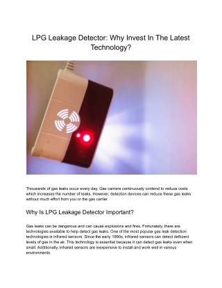 LPG Leakage Detector - The Latest Technology