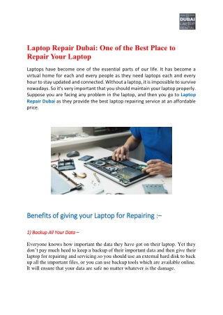 Laptop Repair Dubai: One of the Best Place to Repair Your Laptop