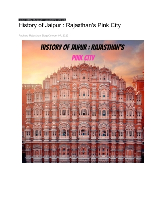 History of Jaipur _ Rajasthan's Pink City
