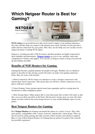 Which Netgear Router is Best for Gaming?