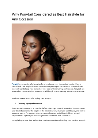 Why Ponytail Considered as Best Hairstyle for Any Occasion