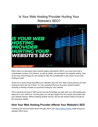 Is Your Web Hosting Provider Hurting Your Website’s SEO?