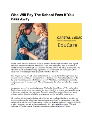 Who Will Pay The School Fees If You Pass Away