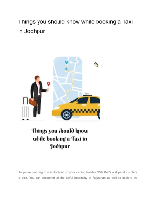 Things you should know while booking a Taxi in Jodhpur_