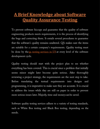 QA Testing Services in US