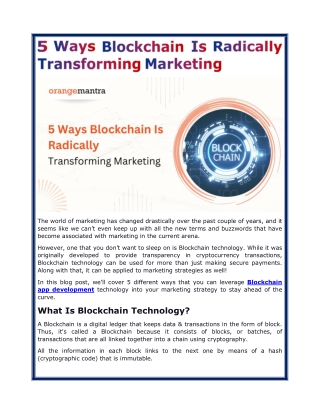 5 Ways Blockchain Is Radically Transforming Marketing