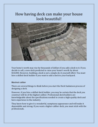 How having deck can make your house look beautiful