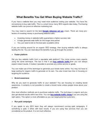 What Benefits You Get When Buying Website Traffic?