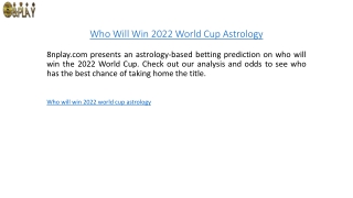 Who Will Win 2022 World Cup Astrology  8nplay.com