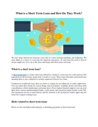 What is a Short Term Loan and How Do They Work