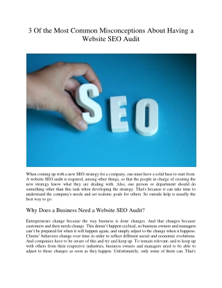 3 Of the Most Common Misconceptions About Having a Website SEO Audit
