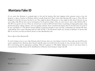 Montana Fake ID