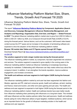Influencer Marketing Platform Market Size, Share, Trends, Growth And Forecast