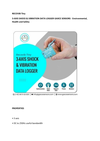 3-AXIS SHOCK & VIBRATION DATA LOGGER GAXCE SENSORS - Environmental, Health and Safety