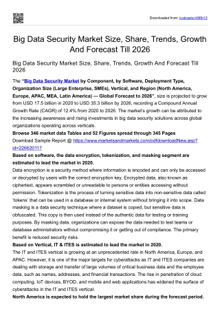 Big Data Security Market Size, Share, Trends, Growth And Forecast Till 2026